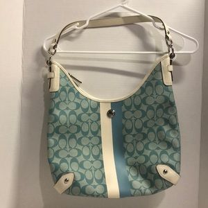 Coach Signature “C” Large Lt Blue and Cream Bag